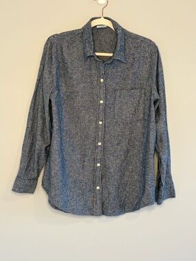 GAP Heathered Navy Casual Button-Down Shirt L Capsule